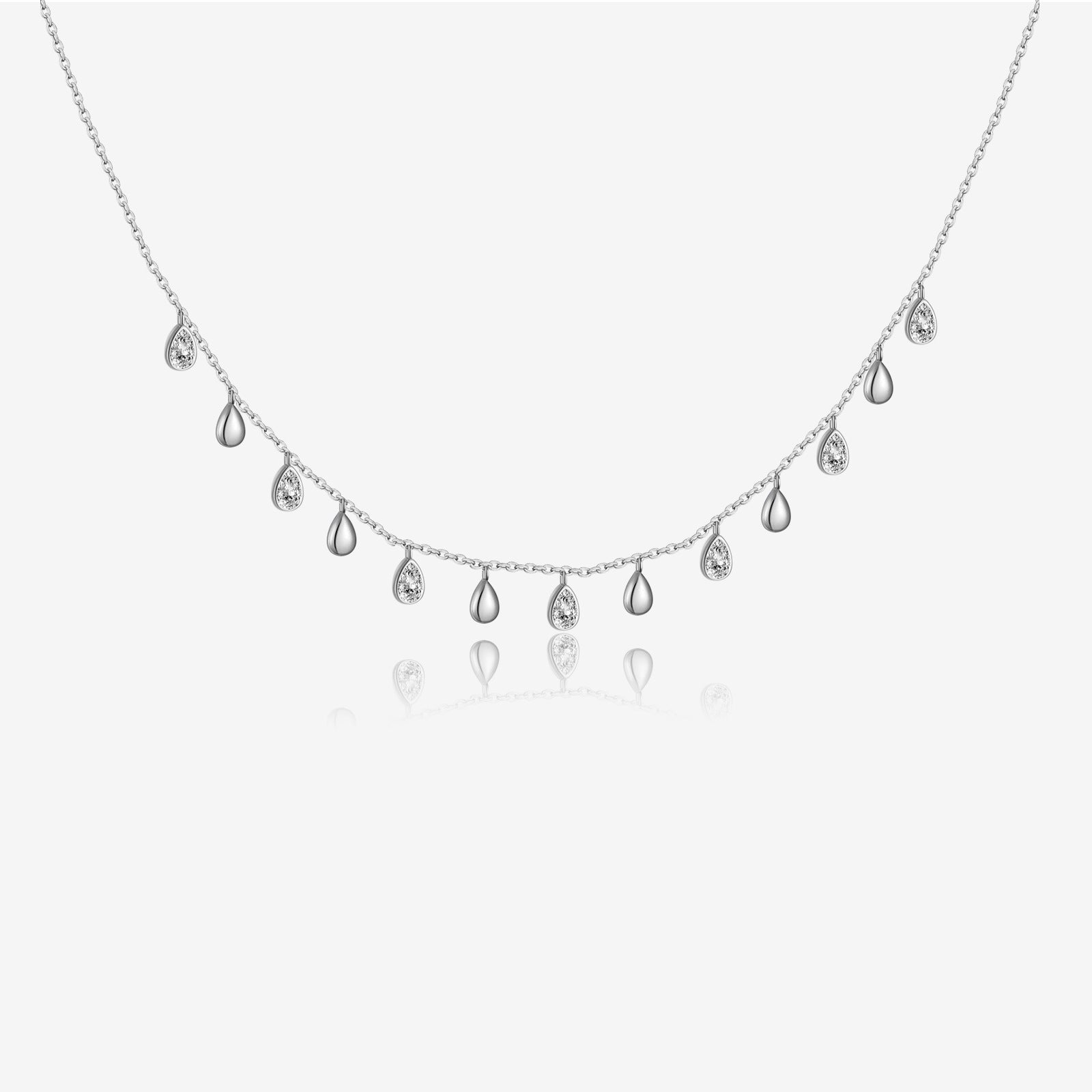 Sterling Silver Pear-shaped Zircon Hanging Scarf Long Necklace