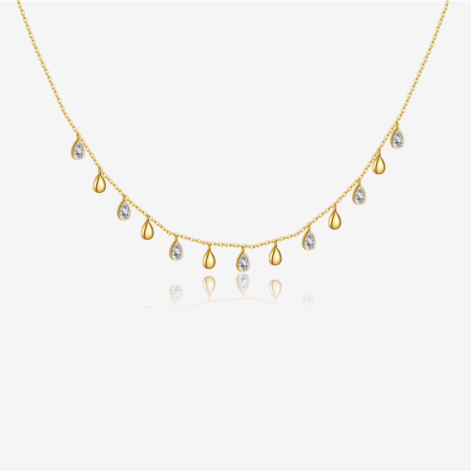 Sterling Silver Pear-shaped Zircon Hanging Scarf Long Necklace