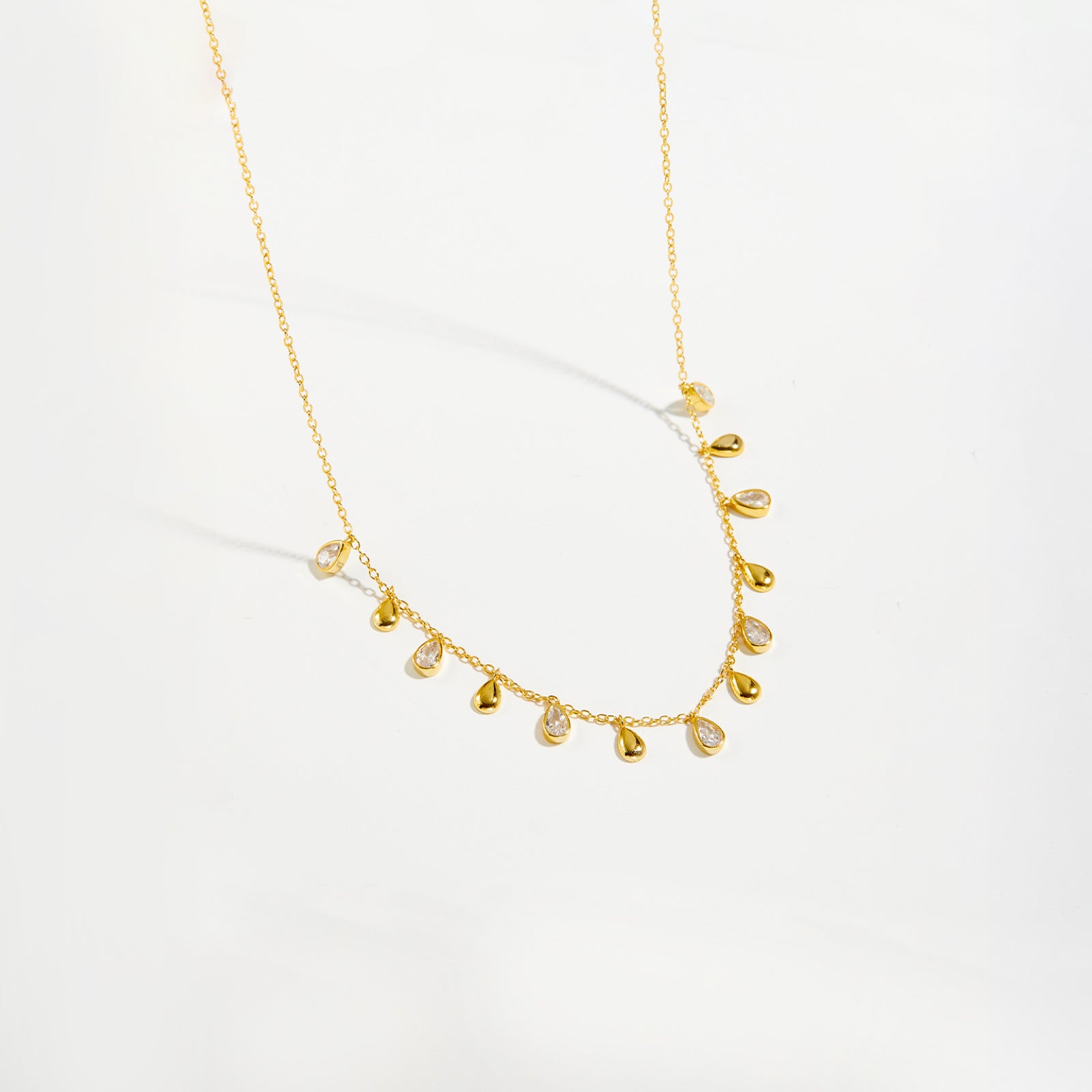 Sterling Silver Pear-shaped Zircon Hanging Scarf Long Necklace